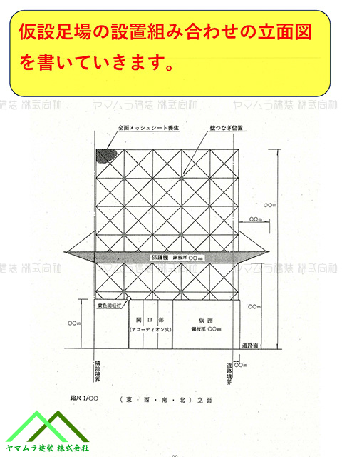 仮設足場の立面図を描いていきます