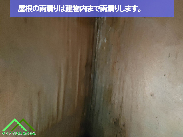 屋根の雨漏りは建物内まで侵入