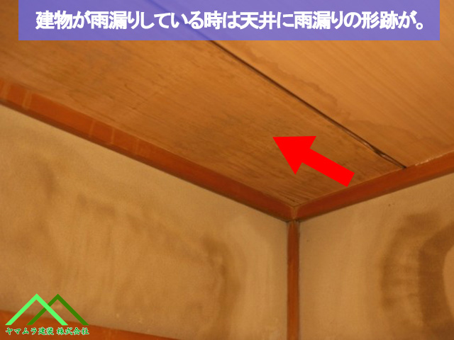 雨漏りしている天井に雨染み