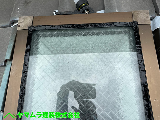 05.名古屋市港区 天窓シーリング コーキング塗布作業完了。