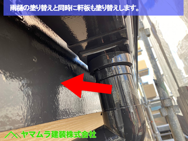 08.名古屋市中区 外壁塗装 雨樋の塗り替えと同時に軒板も塗り替えします。