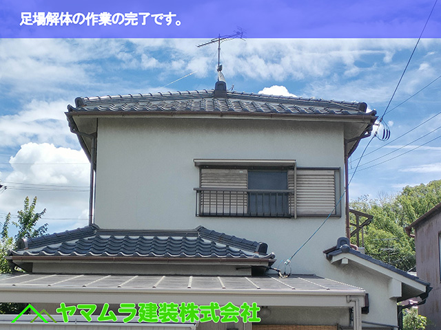 07.東海市 漆喰塗り替え 足場解体の作業の完了です。