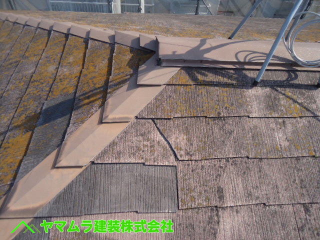 01.名古屋市南区 カラーベスト修理 亀裂が入った屋根材の目視点検。