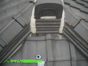 02.知多市 棟修理 漆喰を塗り棟の修理の完成です。