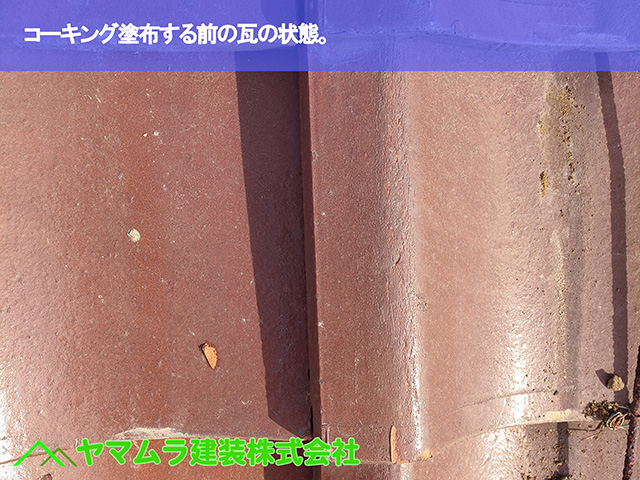 02.東浦町 屋根補強 コーキング塗布する前に状態。