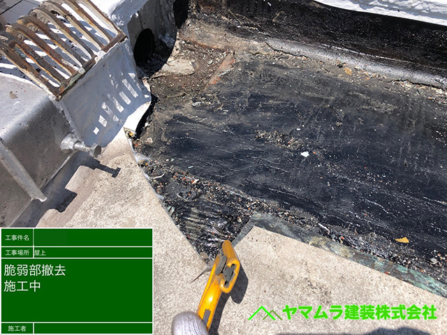 06．名古屋市南区　防水　陸屋根の防水で脆弱部分を撤去しました。