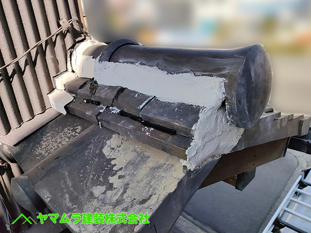 01．名古屋市南区　屋根漆喰の修理方法。