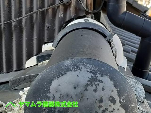 07．名古屋市南区　漆喰の劣化は棟の劣化を進めます。