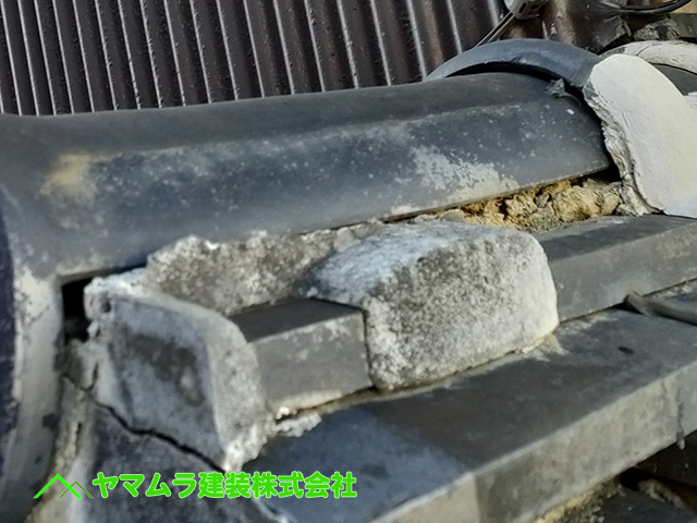 05．名古屋市南区　屋根漆喰の詰め直し作業は雨漏りします。