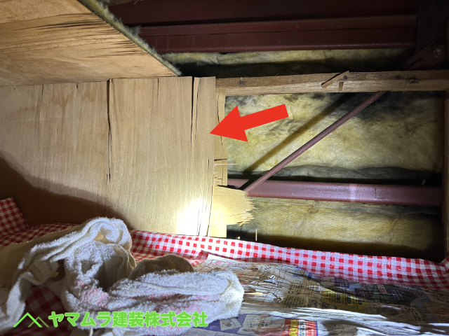 02．大府市　点検　押入れの中で雨漏りが発生していました。