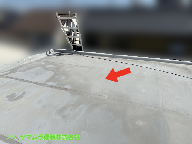 05．大府市　陸屋根点検　陸屋根の防水屋根を目視で点検していきます。