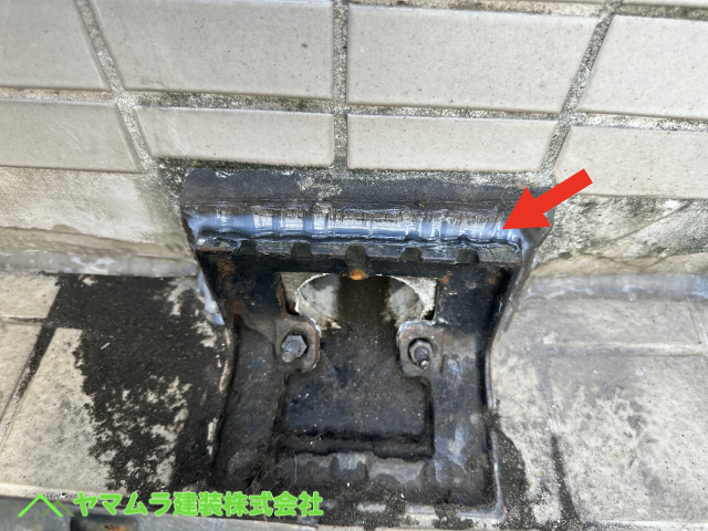 07．名古屋市熱田区　点検　ドレン周りにはシーリングが施されていたがドレン自体は劣化が進んでいました。