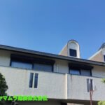 01．名古屋市港区　雨樋点検　雨樋から雨水がこぼれてくるオーバーフローの状態を確認と共に点検調査を行います。