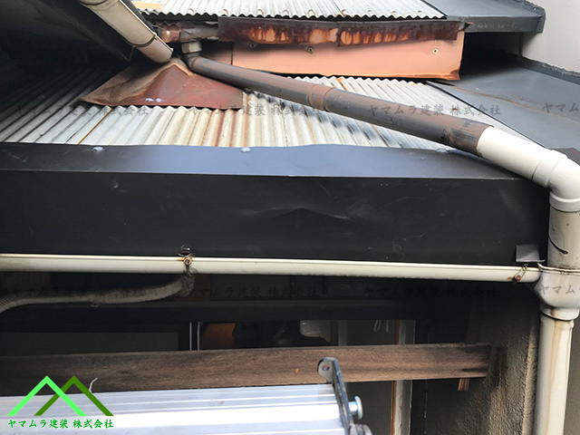 大府市　カバー工法　軒先に板金と雨樋の交換