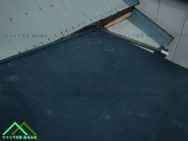 豊明市　カバー工法　軒先から施工されたカラーベスト