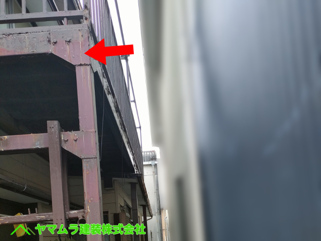 05．名古屋市昭和区　雨漏り点検　かなり昔に近所の鉄工所が初めて作ったベランダ。